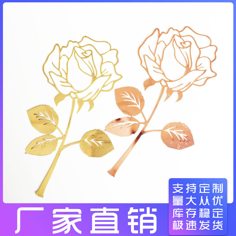 亚马孙热销玫瑰花金属书签创意礼品不锈钢书签文创校园阅读标记卡