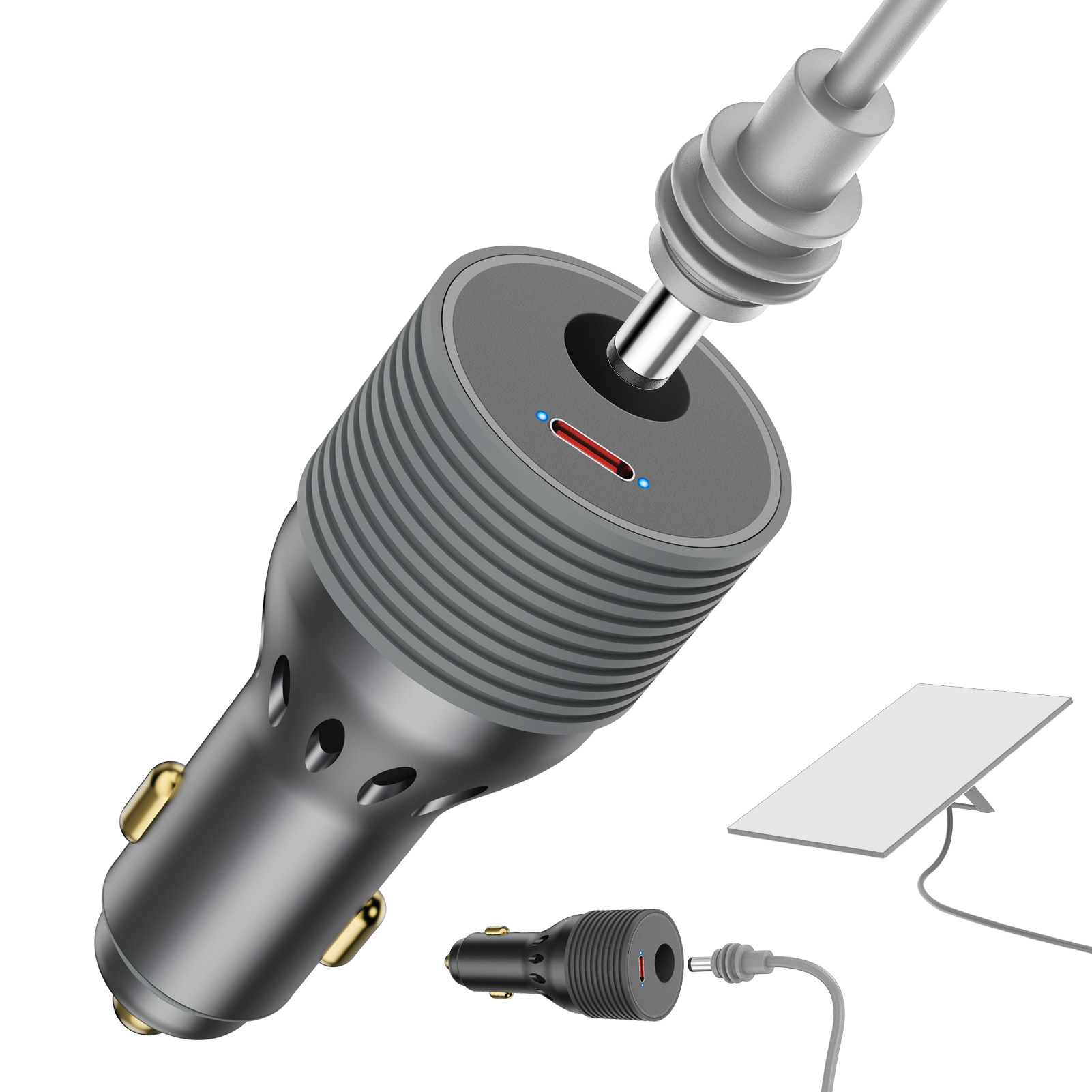 New 12V/24V Car Charger with 30V3A Boost Function, Portable for Camping and RVs, Car Cigarette Lighter Charger with DC Port