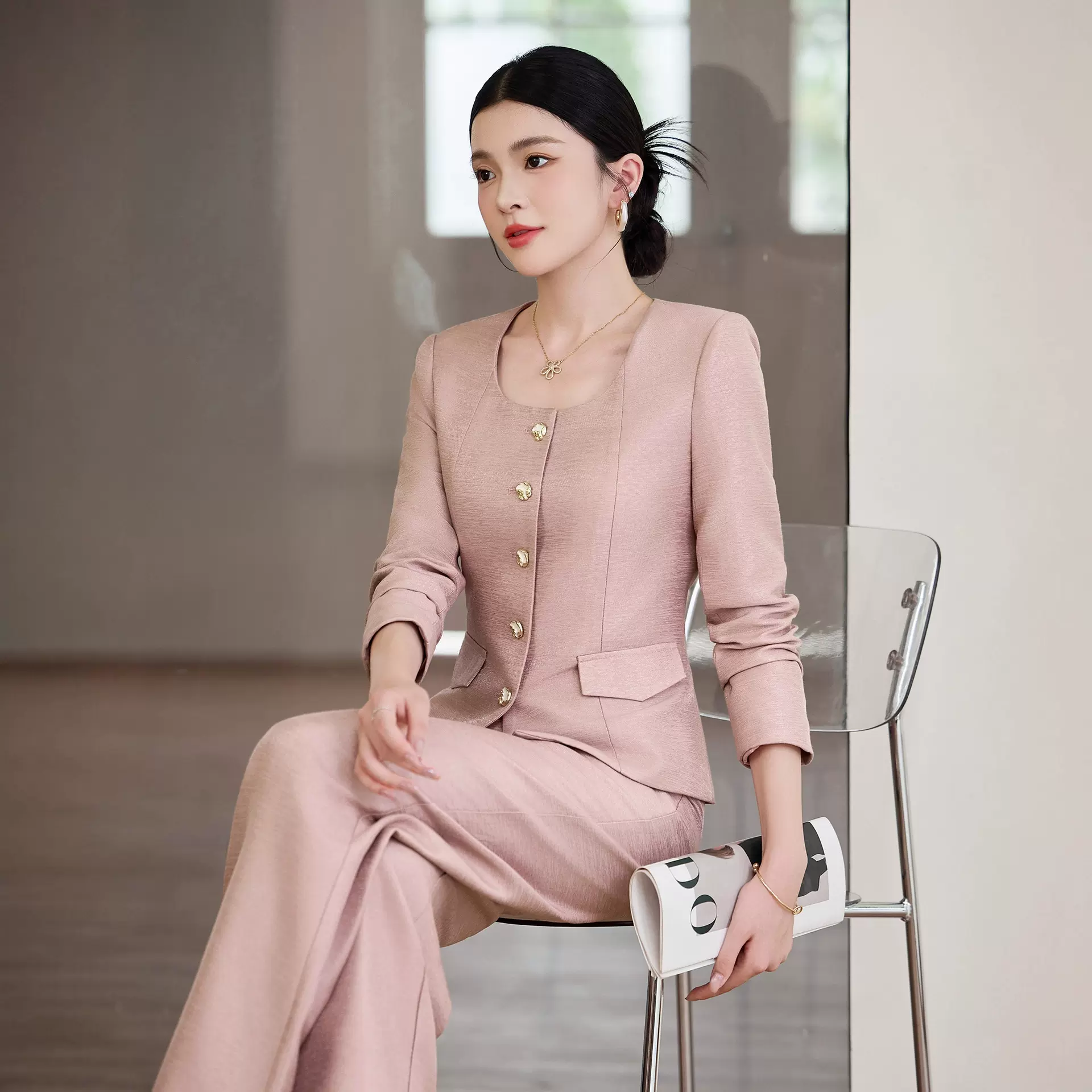 2025秋冬新款外贸跨境职业西装套装女白领工作服长裤西服女套装