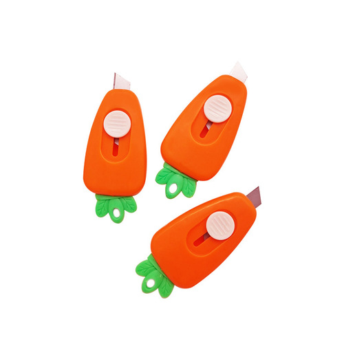 Factory wholesale student stationery cute carrot mini box-opening small knife utility knife for planners courier knife
