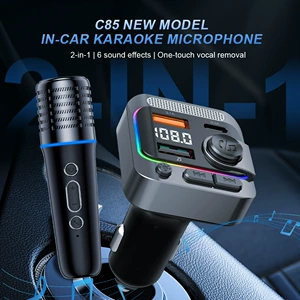 Avtomobil Bluetooth MP3 Pleyer, Simsiz Mikrofon, Karaoke, Bluetooth 5.0, Sürətli Doldurma, Rəngli İşıqlar, Kart Yuvası