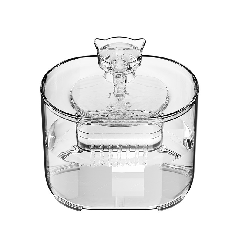 Nuevo dispensador de agua transparente para mascotas, agua de circulación automática, dispensador de agua para gatos, recipiente de agua con filtro, agua viva silenciosa transfronteriza
