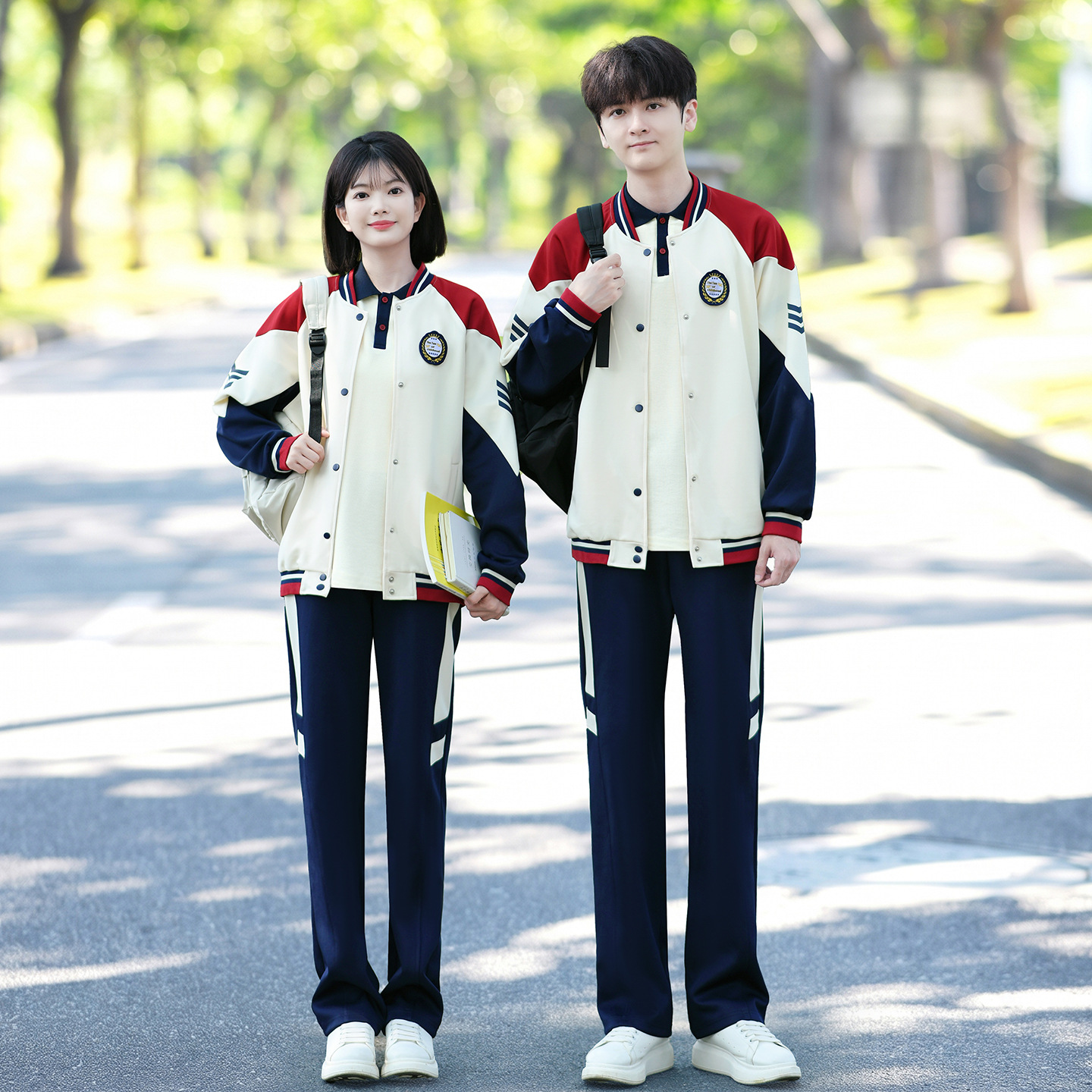 Class Uniform Set Korean Style New Autumn Campus College Style Sports Baseball Uniform Three-Piece Set for Middle and High School Students