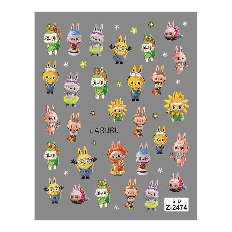 Cross-Border Popular Ins New 5D Embossed Cartoon Nail Art Stickers Cute Minion Stereo Nail Stickers Z2474