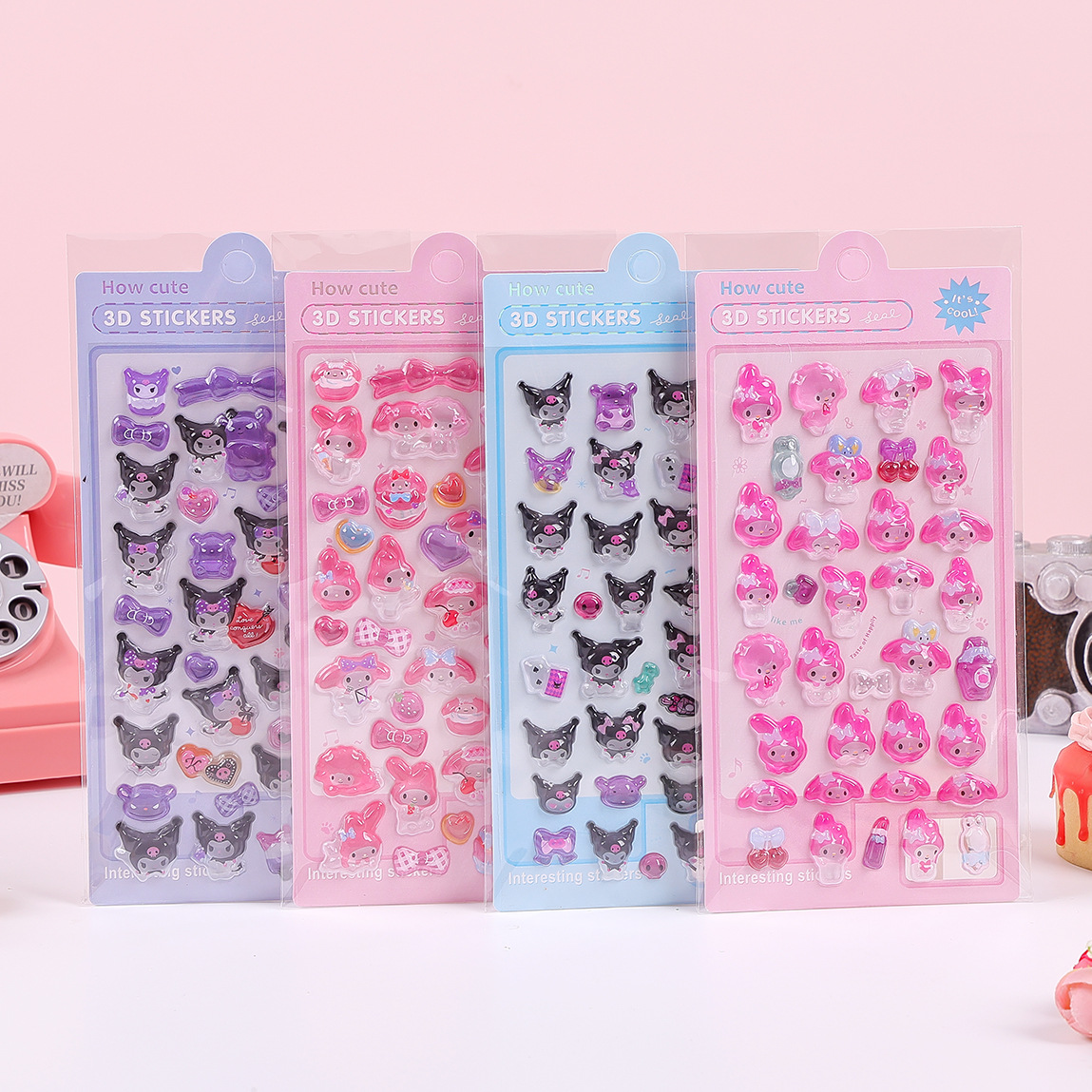 Pegatinas sólidas 3D estereoscópicas pegatinas de dibujos animados al por mayor estudiantes DIY decoración cristal pegatinas de relieve para niños