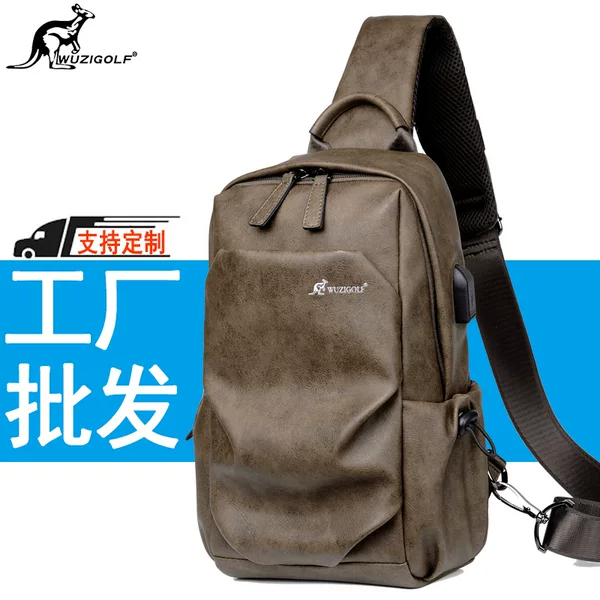 Cross-Border Wholesale Waterproof Chest Bag for Men, Crossbody Bag, Fashionable Shoulder Bag for Women, Korean Style Casual Chest Bag for Men