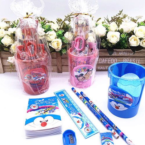 3317 Six Day Student Gifts Children's Cartoon Pen Holder Stationery Set Gift Box Back-to-School Bucket Kindergarten Hot Sale