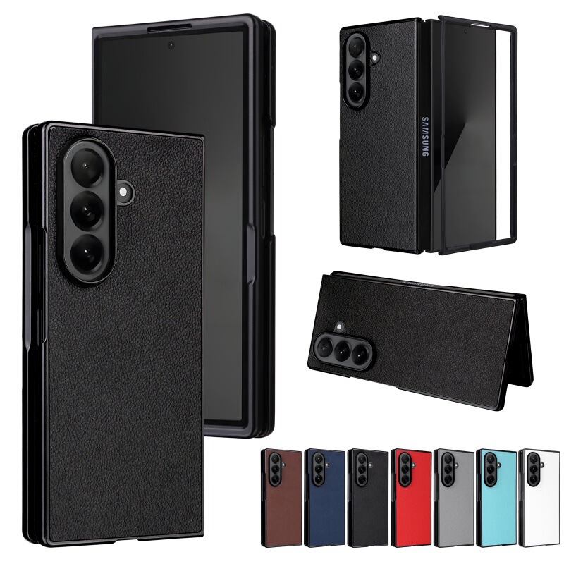 Suitable for Samsung Z Fold8 Ultra Phone Case Z Fold 3/4/5/6/7 Protective Cover with Leather Lychee Pattern