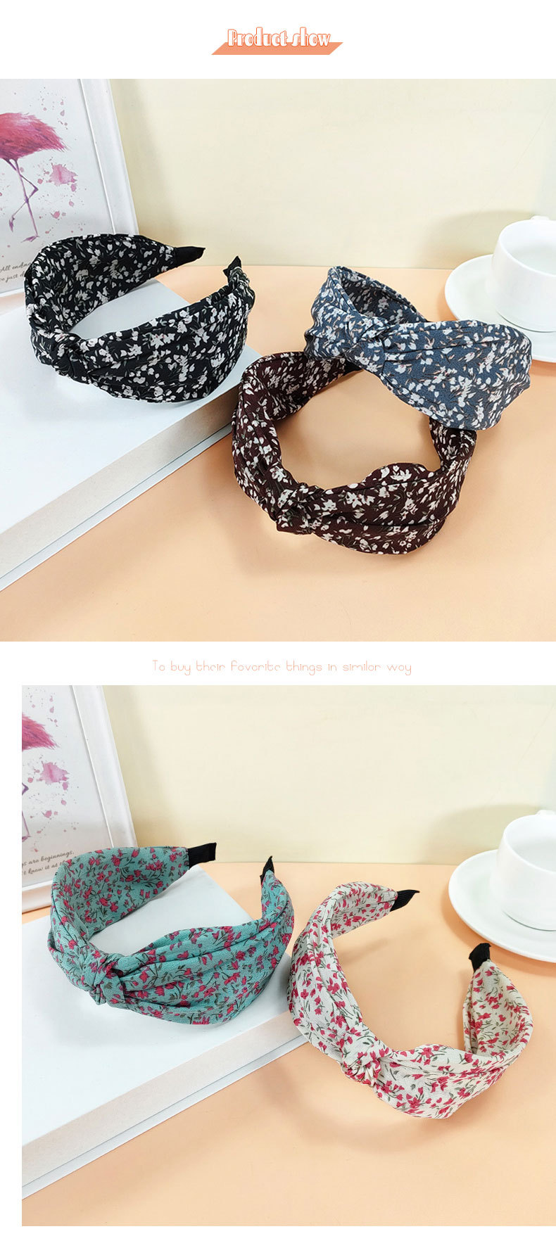 Classic Floral Knotted Retro Wide-sided Double-layer Twisted Hairpin Headband display picture 2