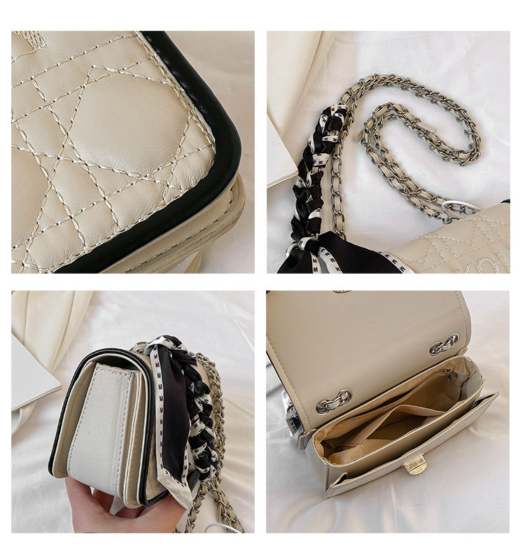 Borse da donna Nuovo stile trendy rombo ricamo filo piccola borsa quadrata borsa a tracolla singola di lusso leggera di fascia alta stile piccola fragranza_voghion.com