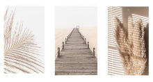 现代北欧风景枯草栈桥植物海报画芯客厅卧室样板间装饰画帆布画