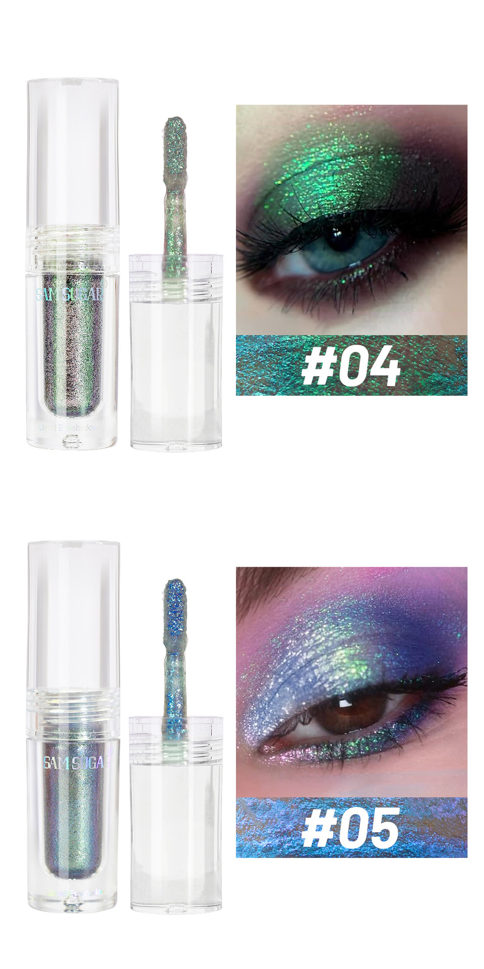 SAM SUGAR Chameleon Pearlescent Liquid Eyeshadow, Farbwechselnd, Aufhellend, Feiner Glitzer, Festtags-Look_voghion.com