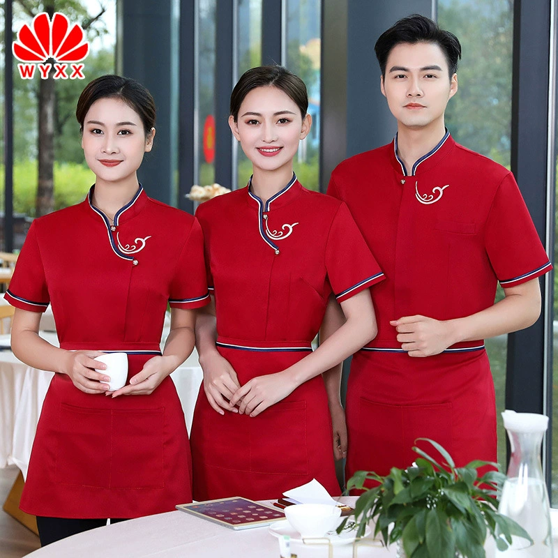 Отель Официант Рабочая одежда с короткими рукавами Новый китайский чайный Ресторан Hotpot Ресторан Чайный домик Лето для женщин