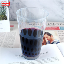 人工吹制白色几何图案花纹敞口玻璃杯欧式简约居家水杯果汁杯
