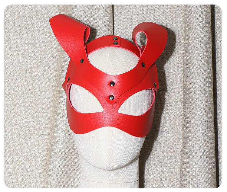 SM Ghost Face Eye Mask in Black Leather for Adult Couples — detail image 20