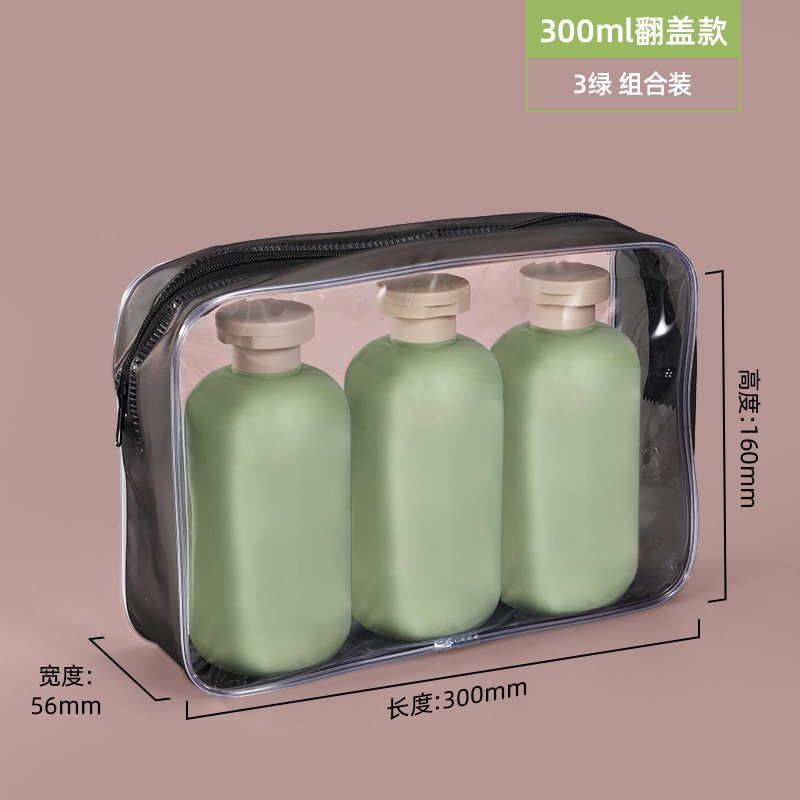 PE felpa material blando verde sub-embotellado botella de loción de presión 200ml desinfectante de manos botella de gel de ducha botella de plástico 500ml