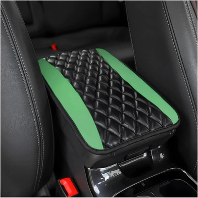 seasons, non-slip PU leather diamond-shaped | Armrest box pad - assembled-diamond-shaped-green-armrests