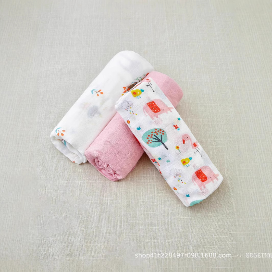 Gauze Bamboo Cotton Newborn Swaddling Towel 3-Pack Spring and Summer Blanket Wrap Blanket Muslin Baby Blanket