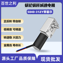 5840蜗杆直流减速电机带霍尔编码器31ZY带自锁电动马达24V感应