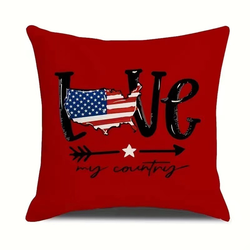 2024 nueva serie de funda de almohada del día de la independencia lino estilo americano funda de almohada cuadrada decoración de atmósfera de vacaciones image 11