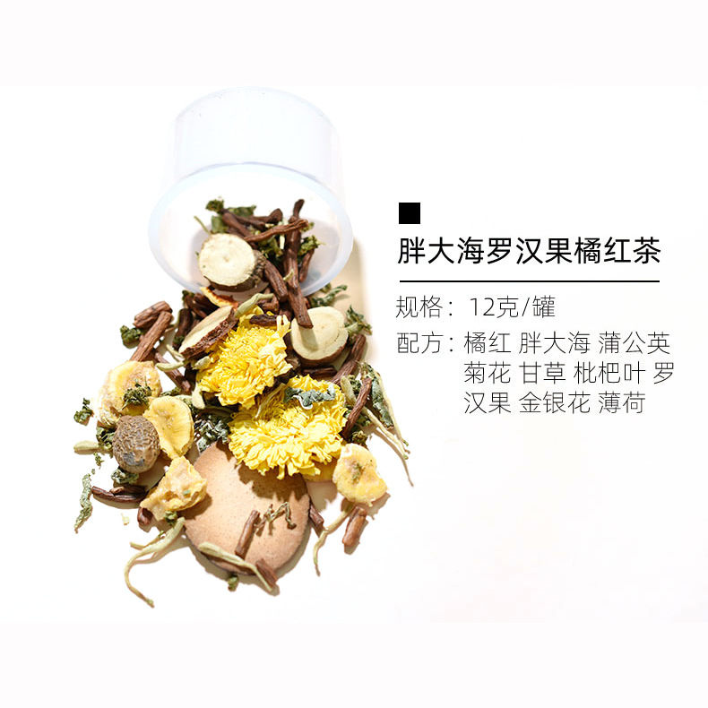 A combination of Red Ginseng, Euryale, Goddess Tea, Ginseng, Huang Jing, and Pollen Tea in small jars, wholesale and dropshipping.