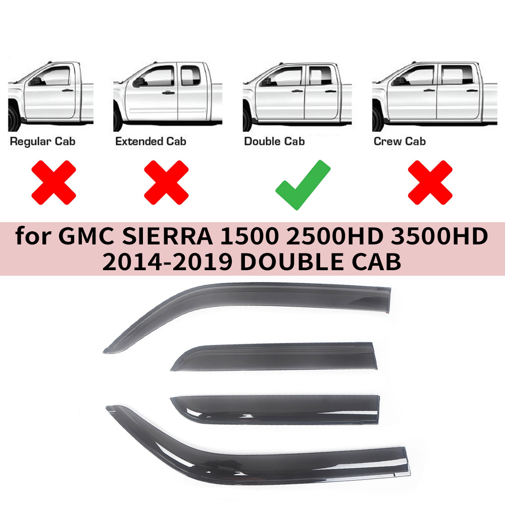 Shiyong GMC SIERRA1500 2014-2019 DOUBLE CAB Window Visor Rain Guard (Rain shield) - for-gmc-sierra1500-2014-2019-double-cab4pcs
