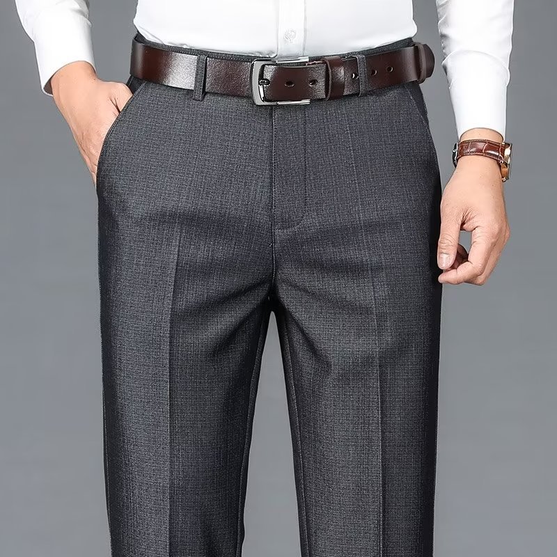 Hombres de negocios pantalones occidentales drapeado pantalones de traje casual ropa formal Pantalones rectos de primavera y verano Pantalones de traje de papá de mediana edad