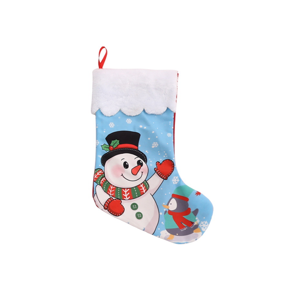 Nuevos calcetines de Navidad transfronterizos bolsas de regalo creativas impresión de dibujos animados viejos muñecos de nieve decoraciones de Navidad colgante