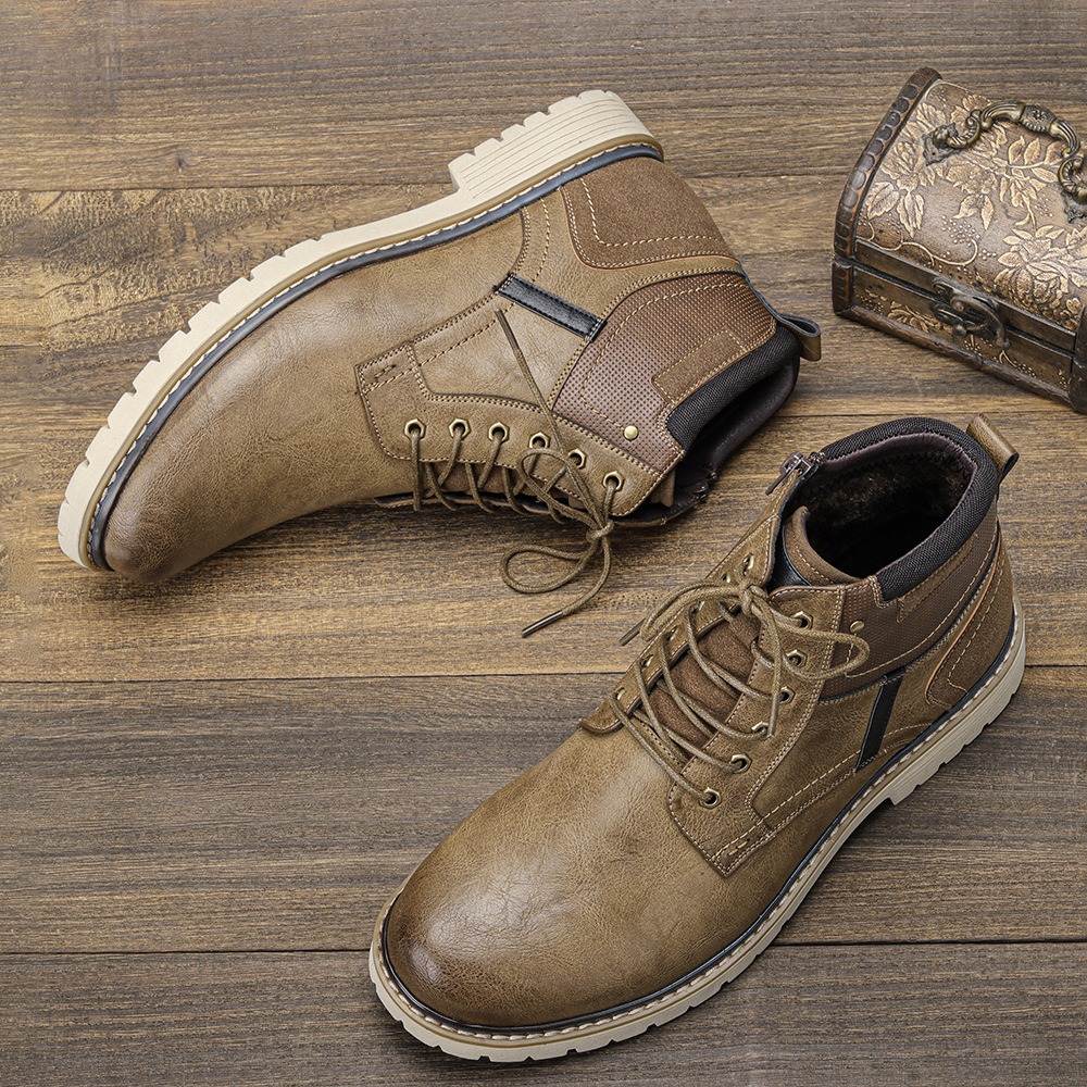 Herren Martin Stiefel Independent Station Retro Farbe Polierte Stiefeletten Grenzüberschreitender Handel Herrenschuhe Plus Size Herbst und Winter Herrenstiefel_voghion.com