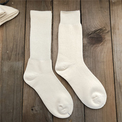 Early spring new style Japanese original color cotton high-top casual boneless cotton socks undyed Hong Kong style workwear couple retro socks