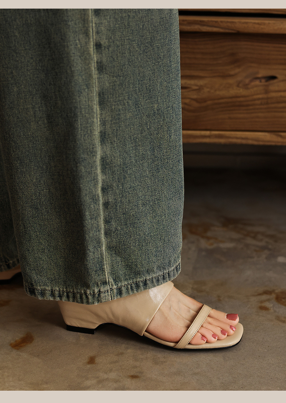 Sandal nữ hở mũi gót thô 4.5 cm kiểu Hàn Quốc đơn giản — đen chi tiết 16