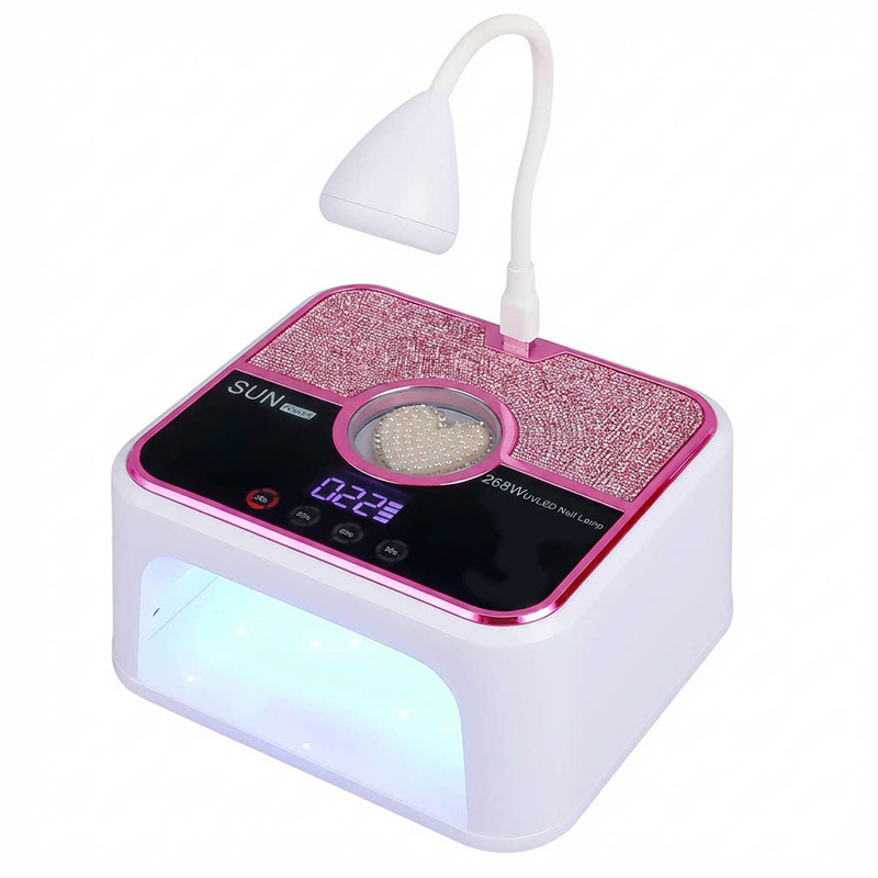 Lámpara de manicura de almacenamiento 268W de alta potencia UV + LED doble fuente de luz pegamento de manicura luz fototerapia inteligente transfronteriza
