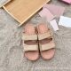 M Velcro Woven Thick Slippers 2024 Summer Outfit New One Word Non-slip Casual Sandals Flat Beach Shoes