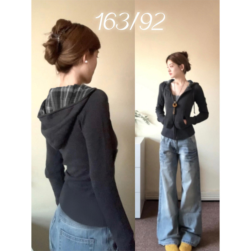 灰色修身卫衣外套女款秋冬季2025新款巨好看的早秋上衣收腰短款薄|undefined
