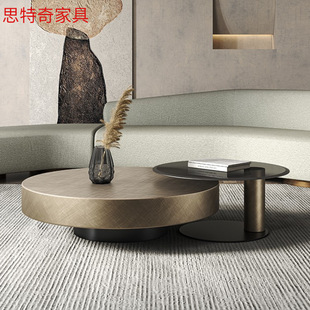 极简不锈钢大小圆形茶几组合现代简约创意设计师个性客厅设计师款-阿里巴巴