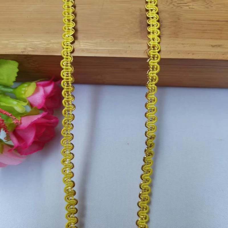 0,5 cm colorido encaje de Color Étnico onda encaje en forma de EE. UU. Onda encaje dorado suministro directo de fábrica