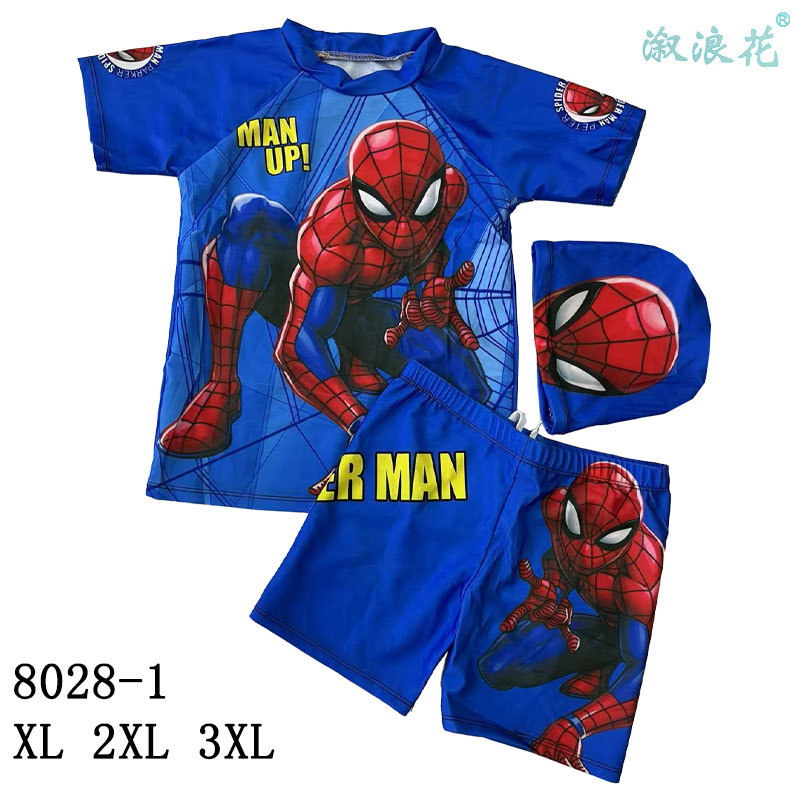 Venta caliente nuevo traje de baño para niños, traje de secado rápido, entrenamiento de impresión de dibujos animados casuales, protector solar conservador, traje de baño al por mayor