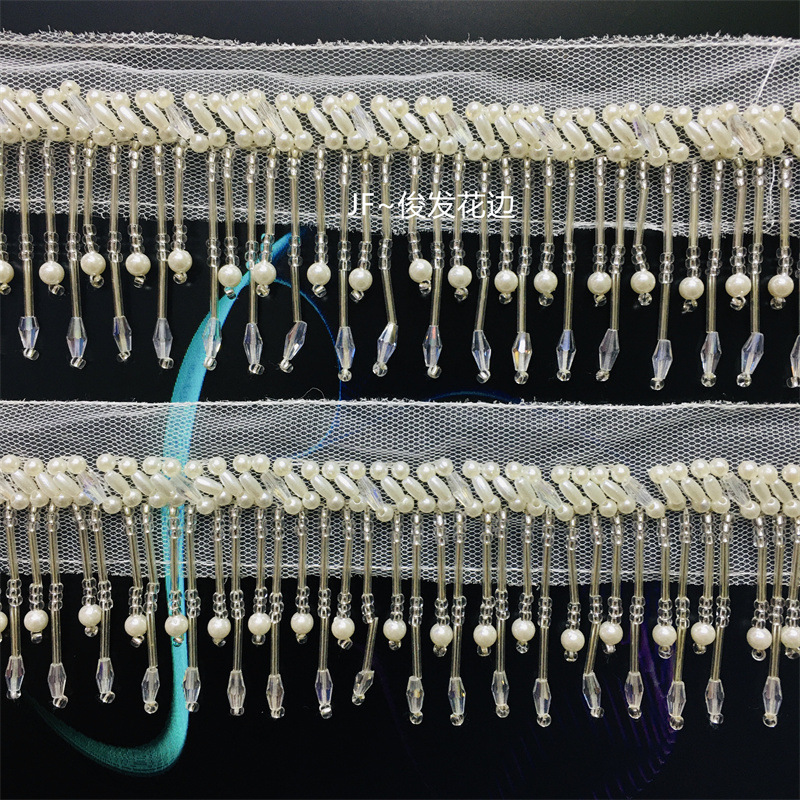 手工钉珠花边 汉服礼服鞋帽装饰 舞台装服装辅料现货