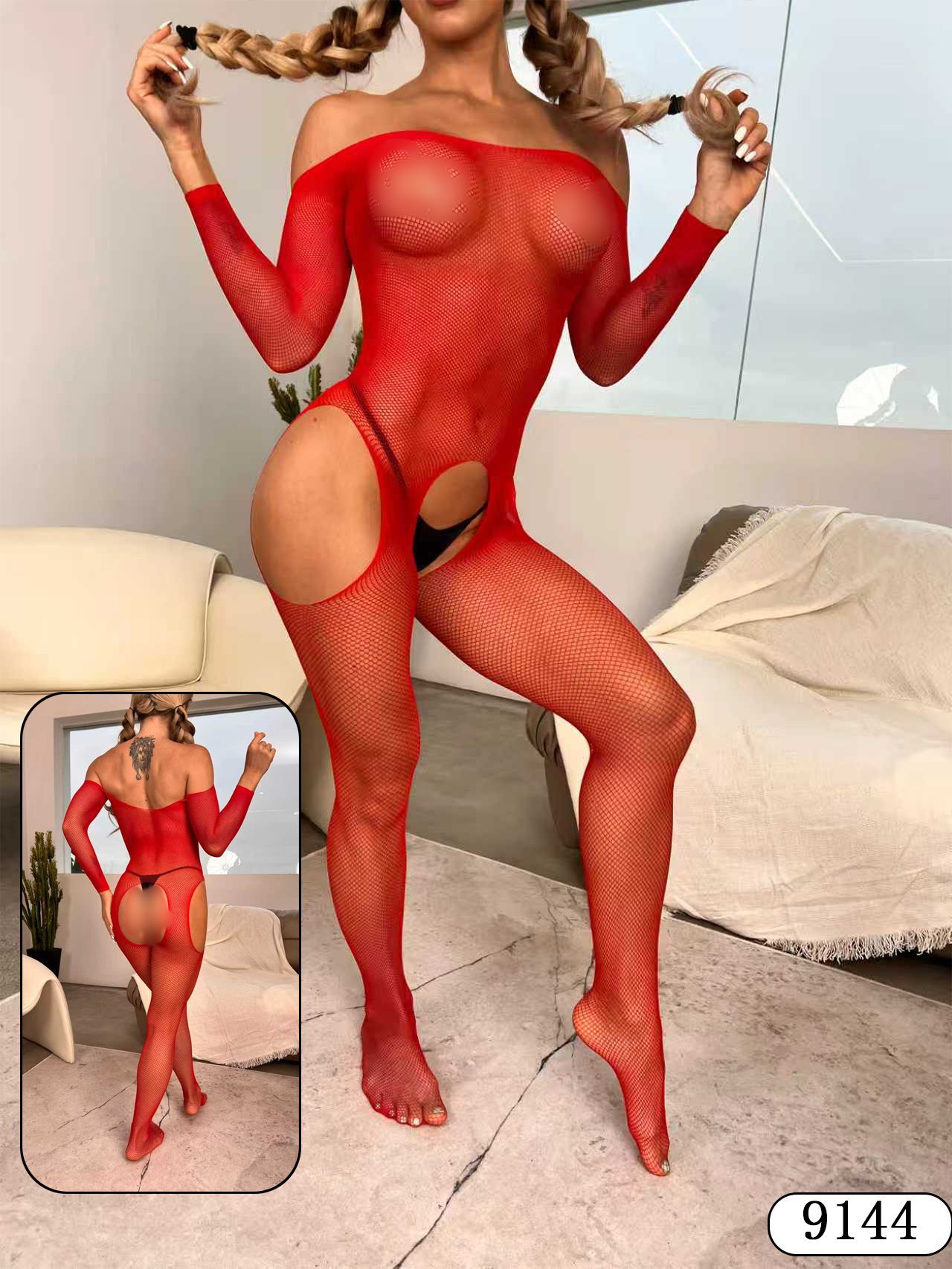 Benzy transfronterizo uniformes de Navidad sexy pijamas seducción erótica abierto en la perspectiva de la red de medias accesorios gran túnica