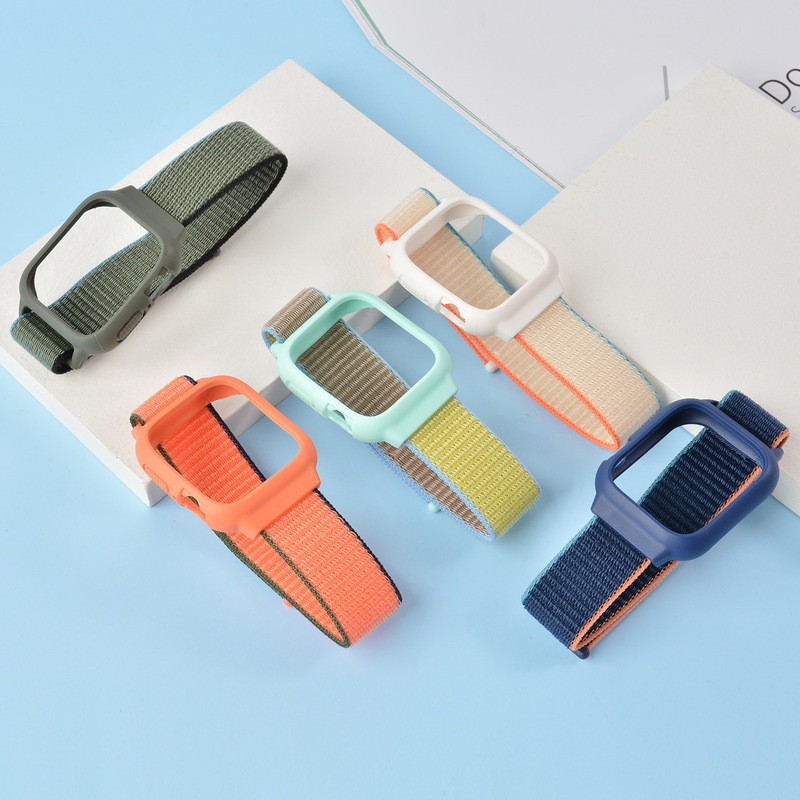 For apple watch apple watch Nylon Loop Integrated Protective Case Strap 41/45mm Case Set