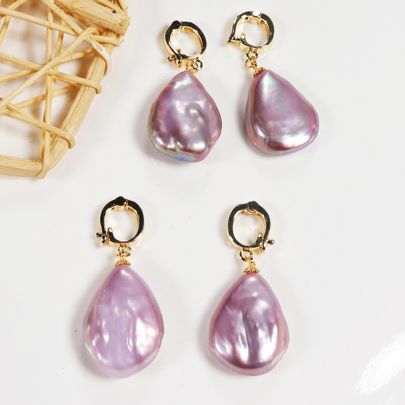 1 Pair Quantity Daily Occasion Fashion Irregular Pearl Plating Inlay Pearl Drop Earrings Necklace 1 Pair