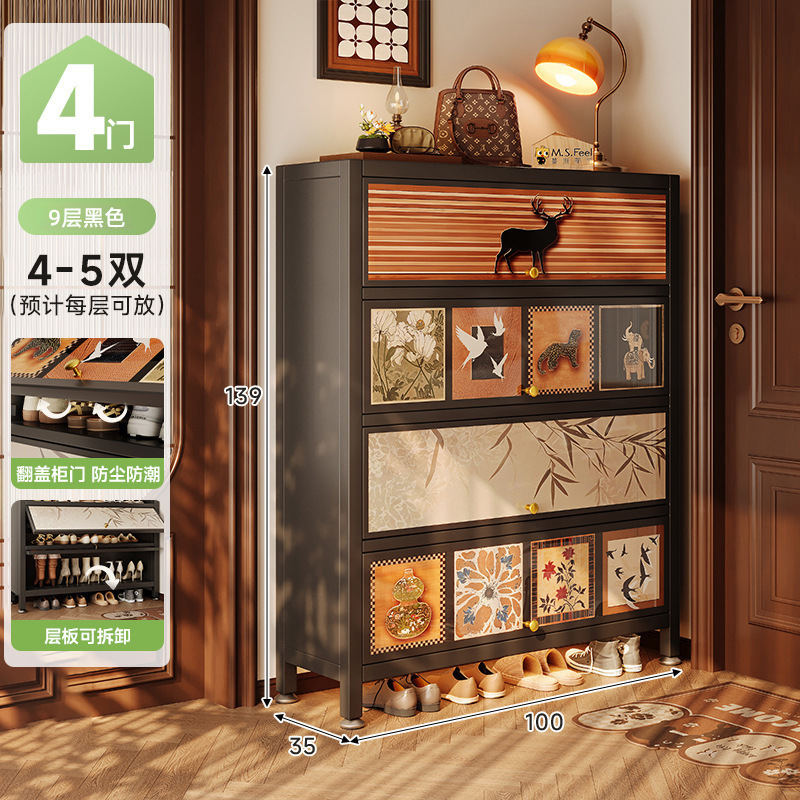 Gabinete de zapatos de acero puerta doméstica estilo antiguo de gran capacidad puerta de entrada de almacenamiento integral contra la pared 2025 nuevo rack de zapatos