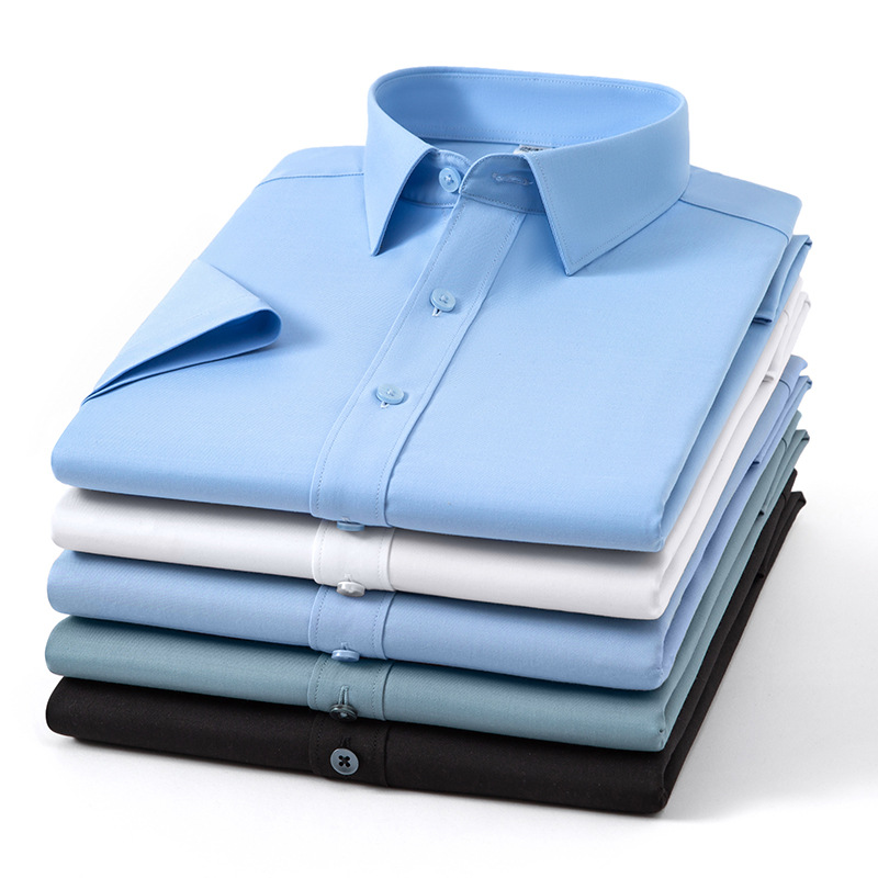 2024 Summer Thin Men's Short-sleeved Shirt Non-ironing Comfortable Skin-friendly Modal High-end Brand Solid Color Shirt for Men