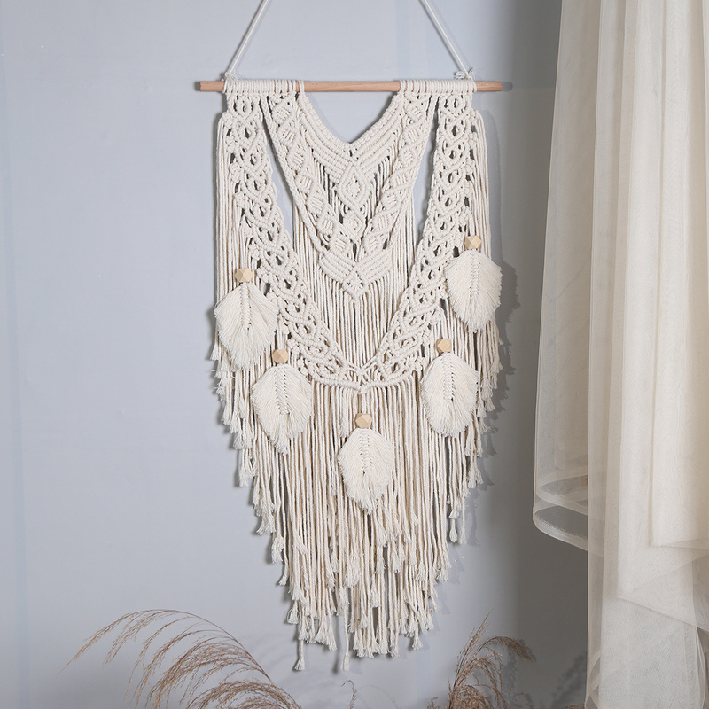 Nordic Tapestry with Fringe Handmade Woven Homestay Decorative Bedside Porch Art Hanging Ornaments Bohemian Living Room Tapestry