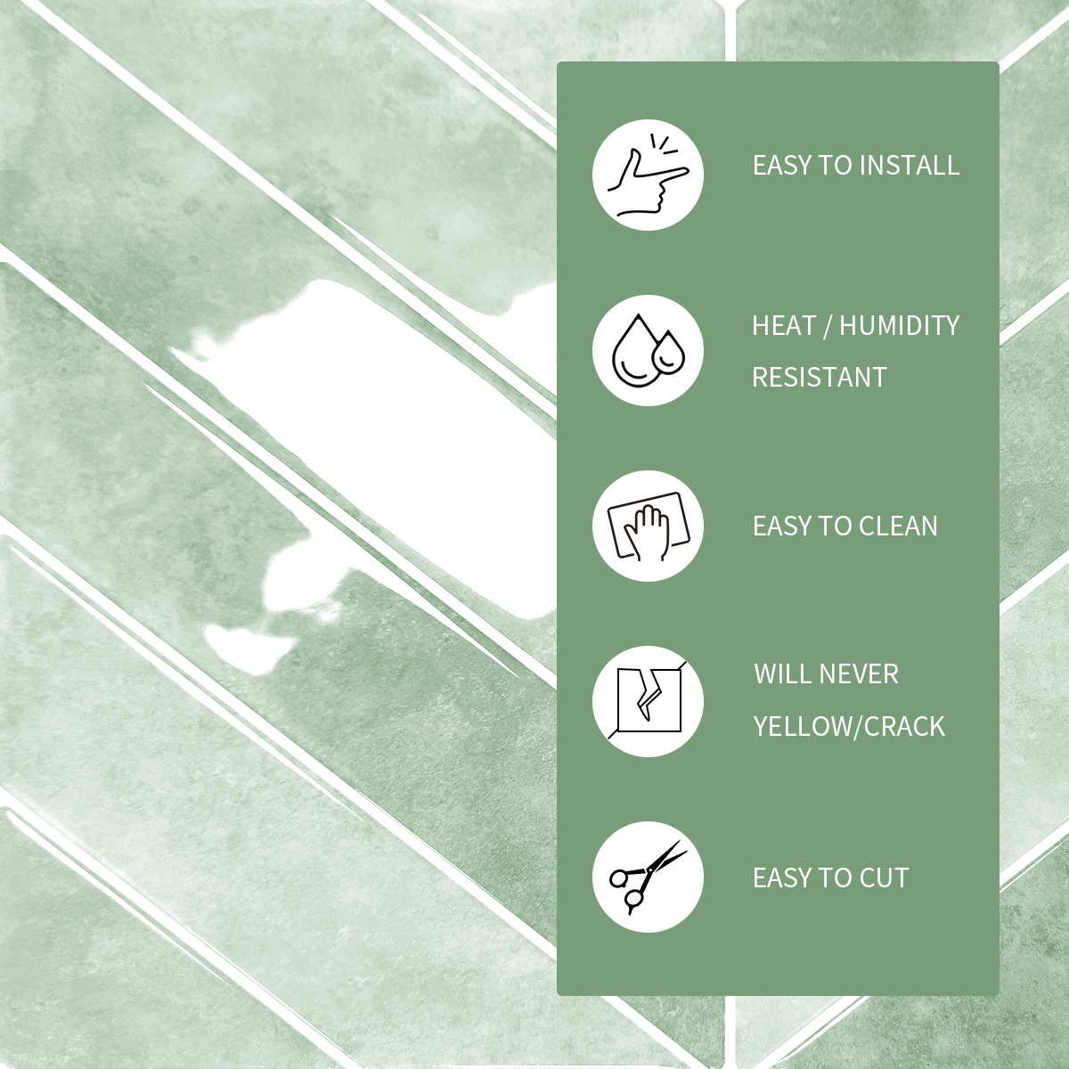 Nuevo producto hojas en espiga transfronterizas autoadhesivas tridimensionales autoadhesivas pegatinas de plástico de goteo antiincrustantes para la renovación del hogar pegatinas de azulejos