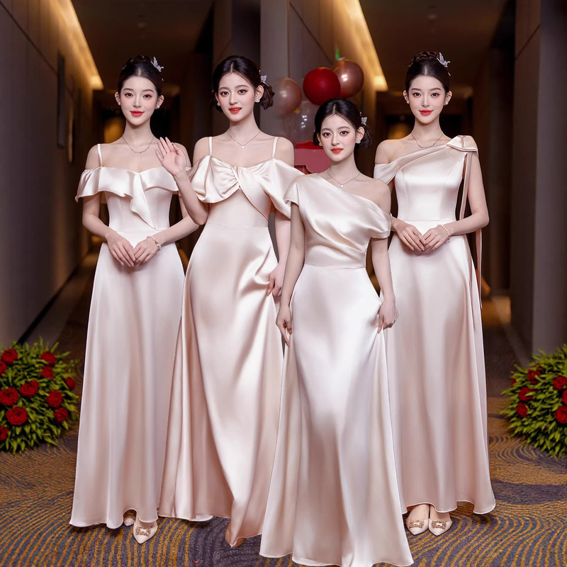 Light Luxury Minimalist Bridesmaid Dresses 2026 New Satin High-End Niche Wedding Sister Dresses Bridesmaid Group Dresses Daily Wear Light Luxury Minimalist Bridesmaid Dresses 2026 New Satin High-End Niche Wedding Sister Dresses Bridesmaid Group Dresses Daily Wear