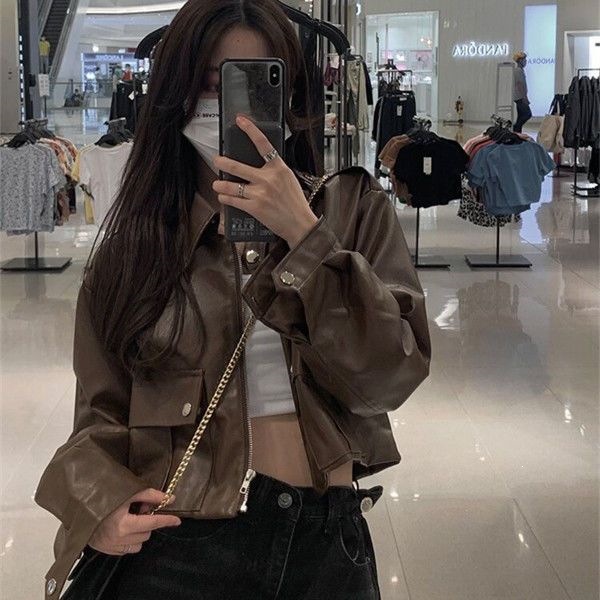 美拉德爆款小皮衣短夹克女春秋冬流行机车洋气港风百搭外套小个子