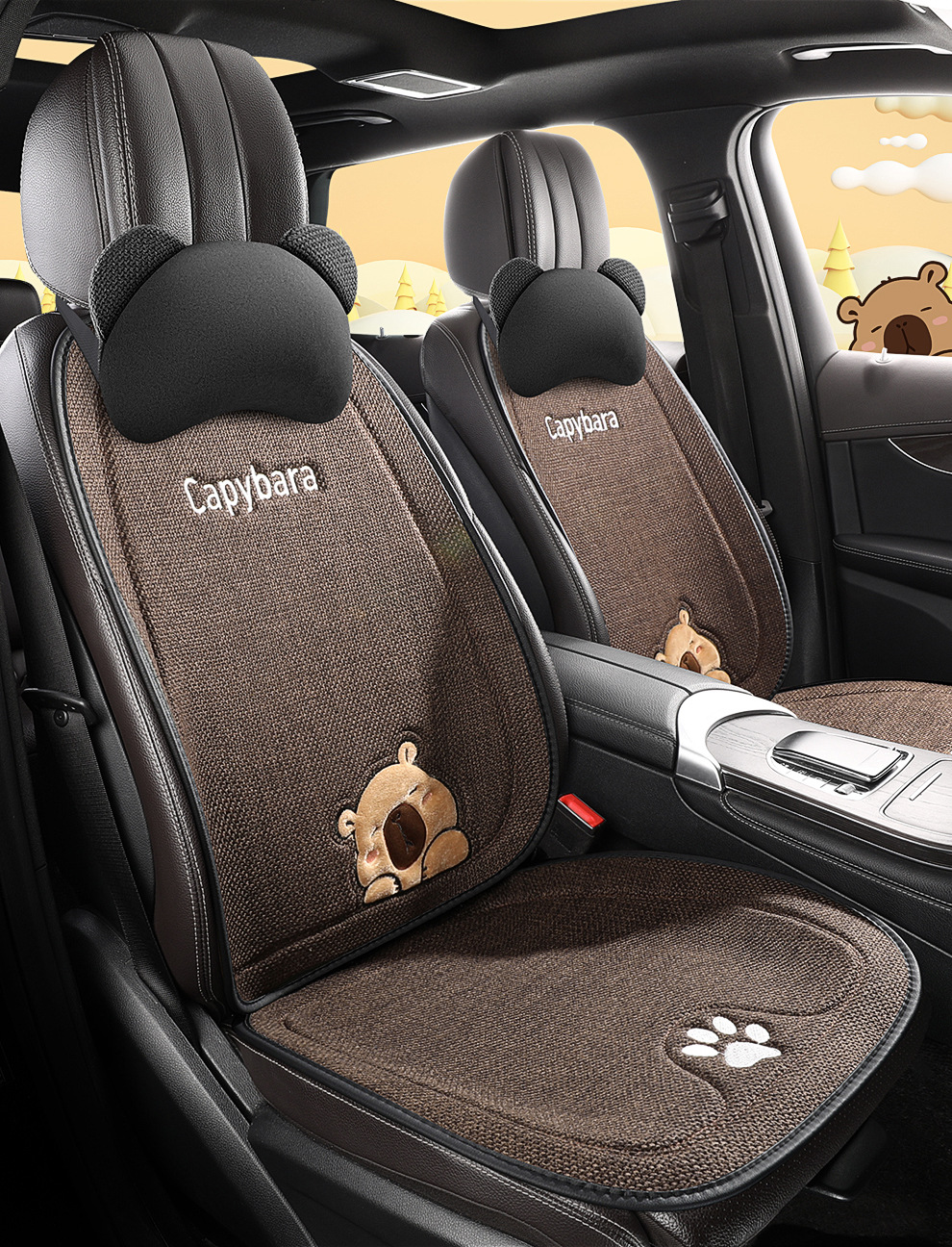 Car Cushion Chun Ma Four Seasons Universal Comfortable Breathable Cute Carto Card Pibala Bundle-Free Non-Slip Cushion