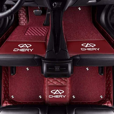 Modelə uyğun ayaqaltı — coverage car floor mats - tiggo-3x-with-car-logo-double-layer-red-red
