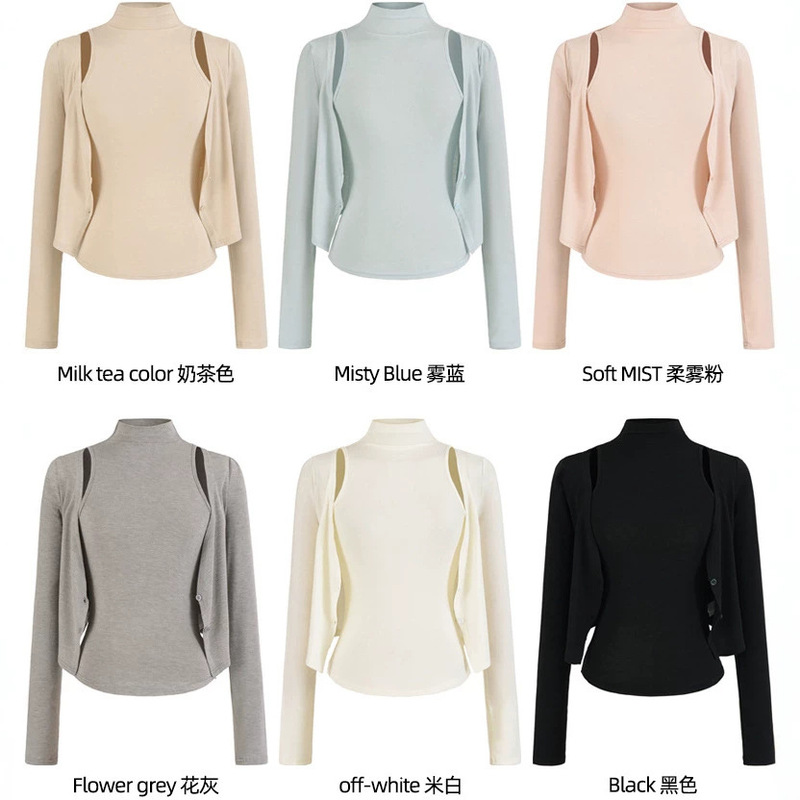 2026 Pure Desire Slim Fit Half-Turtleneck Sleeveless Vest Top Paired with Straight-Shoulder Single-Breasted Cardigan Top Semi-Transparent Women's Set 2026 Pure Desire Slim Fit Half-Turtleneck Sleeveless Vest Top Paired with Straight-Shoulder Single-Breasted Cardigan Top Semi-Transparent Women's Set